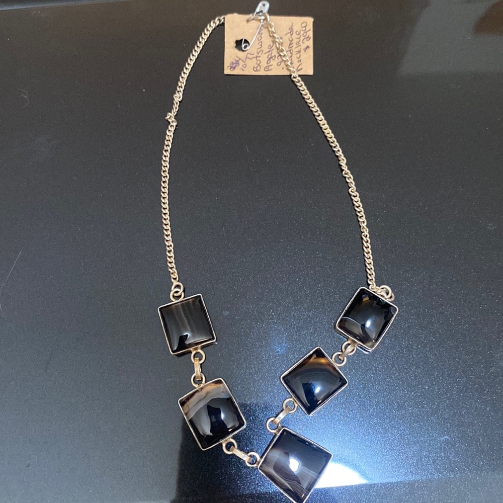 Black agate gemstone necklace